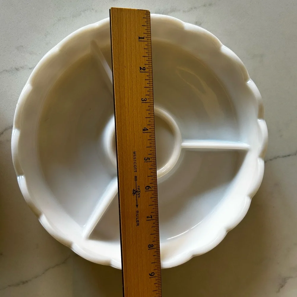 Anchor Hocking White Milk Glass Divided Serving Set